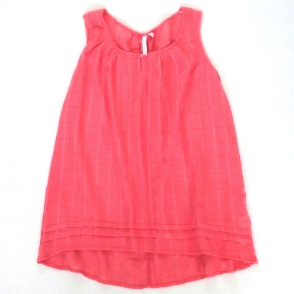 Hester & Orchard Women's Coral Semi Sheer Tank Top/ Blouse High Low Effect S
